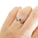 Open White Gold Double Bezel 2mm London Blue Topaz Stacking Ring