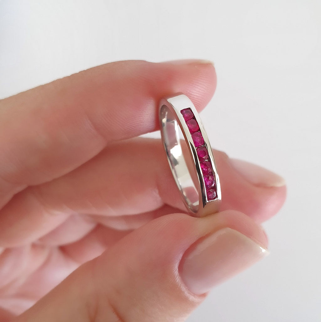 White Gold Channel Set Ruby Ring
