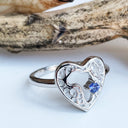 White Gold Closed Filigree Heart Africa Tanzanite Ring