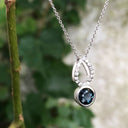 White Gold Diamond Pave Droplet and London Blue Topaz Pendant