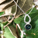 White Gold Diamond Pave Droplet and London Blue Topaz Pendant