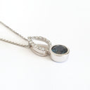White Gold Diamond Pave Droplet and London Blue Topaz Pendant