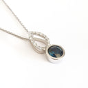White Gold Diamond Pave Droplet and London Blue Topaz Pendant