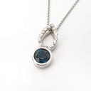 White Gold Diamond Pave Droplet and London Blue Topaz Pendant