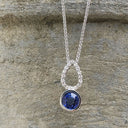 White Gold Diamond Pave droplet and Tanzanite Pendant