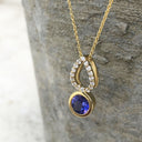Yellow Gold Diamond Pave droplet and Tanzanite Pendant