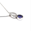 White Gold Diamond Pave droplet and Tanzanite Pendant