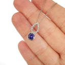 White Gold Diamond Pave droplet and Tanzanite Pendant