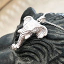 18ct White Gold Elephant Relief Pendant