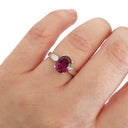  White Gold Four Claw Grape Garnet Solitaire Ring
