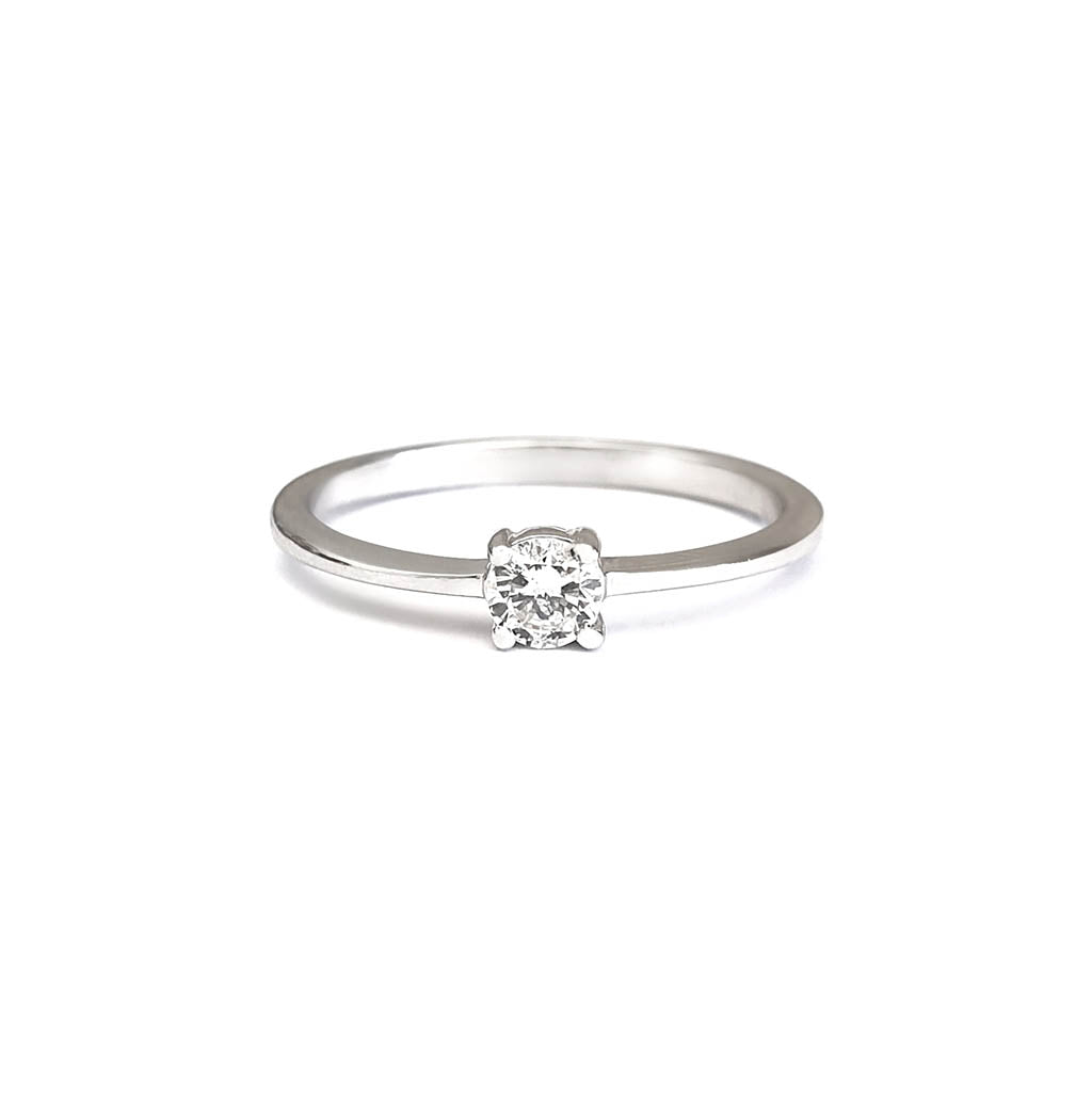 White Gold Four Claw Solitaire Diamond Ring With Closed Gallery