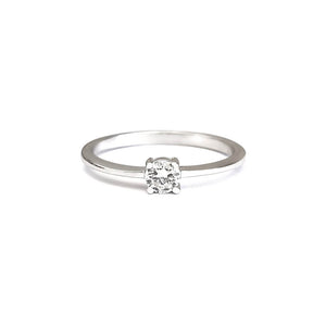 White Gold Four Claw Solitaire Diamond Ring With Closed Gallery