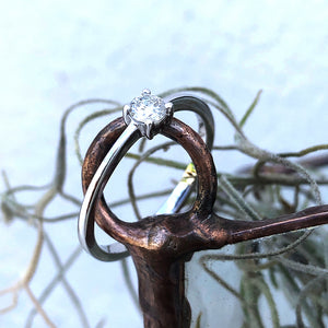 White Gold Four Claw Solitaire Diamond Ring With Closed Gallery
