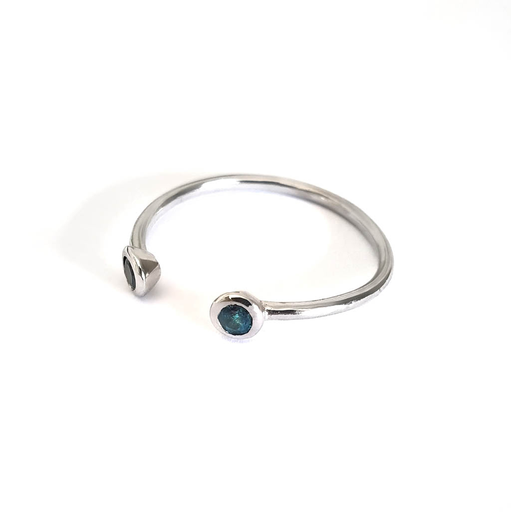 White Gold Open London Blue Topaz Stacking Ring