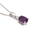 White Gold Oval Cut Amethyst and Diamond Highlight Pendant
