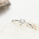 White Gold Raised Four Claw Diamond Stacking Ring