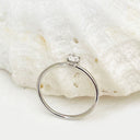 White Gold Raised Four Claw Diamond Stacking Ring