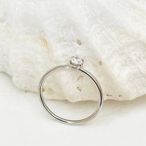 White Gold Raised Four Claw Diamond Stacking Ring