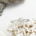 White Gold Raised Four Claw Diamond Stacking Ring