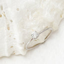 White Gold Raised Four Claw Diamond Stacking Ring