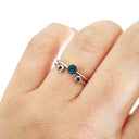 White Gold Raised Four Claw London Blue Topaz Stacking Ring
