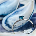 White Gold Raised Four Claw London Blue Topaz Stacking Ring