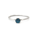 White Gold Raised Four Claw London Blue Topaz Stacking Ring