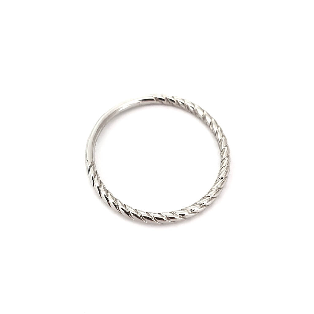 White Gold Rope Stacking Ring