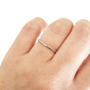 White Gold Rope Stacking Ring