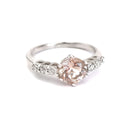 White Gold, Round Cut Morganite Ring with Six Diamond Accent