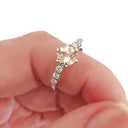 White Gold, Round Cut Morganite Ring with Six Diamond Accent