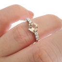 White Gold, Round Cut Morganite Ring with Six Diamond Accent