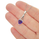 White Gold Trilliant Cut Amethyst with Diamond Accent Pendant