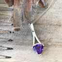 White Gold Trilliant Cut Amethyst with Diamond Accent Pendant