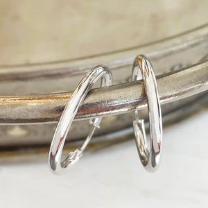 White Gold Tube 24mm Hoops