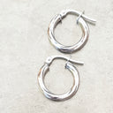 White Gold Twisted 10mm Hoop Earrings