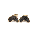 Yellow Gold Africa Map Earrings with Pavé Black Diamond Center