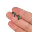 Yellow Gold Africa Map Earrings with Pavé Black Diamond Center