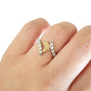 Yellow Gold Africa Map with Split Band Diamond Accent Ring