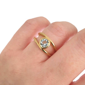 Yellow Gold Aquamarine Split Shank Ring