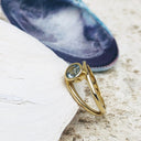 Yellow Gold Aquamarine Split Shank Ring