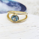 Yellow Gold Aquamarine Split Shank Ring