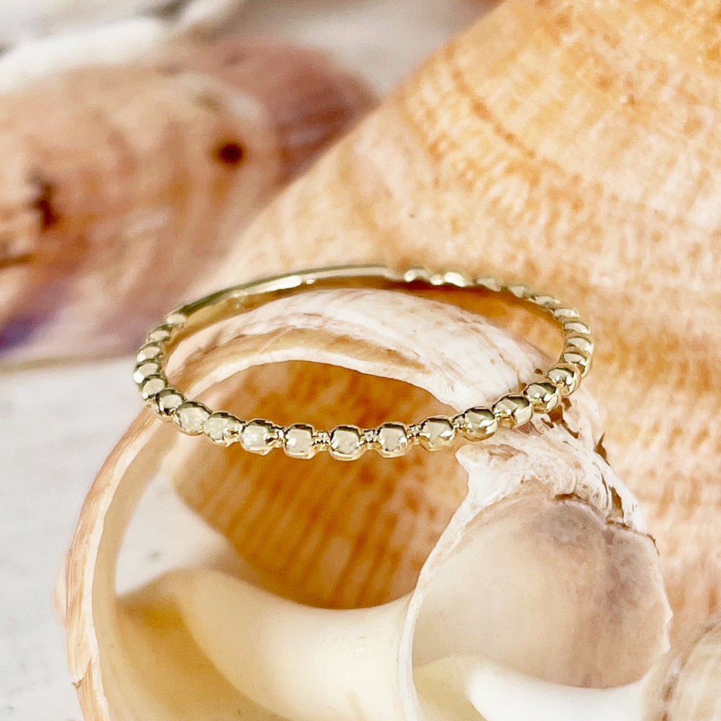 Yellow Gold Beaded Stacking Ring