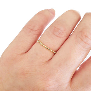 Yellow Gold Beaded Stacking Ring