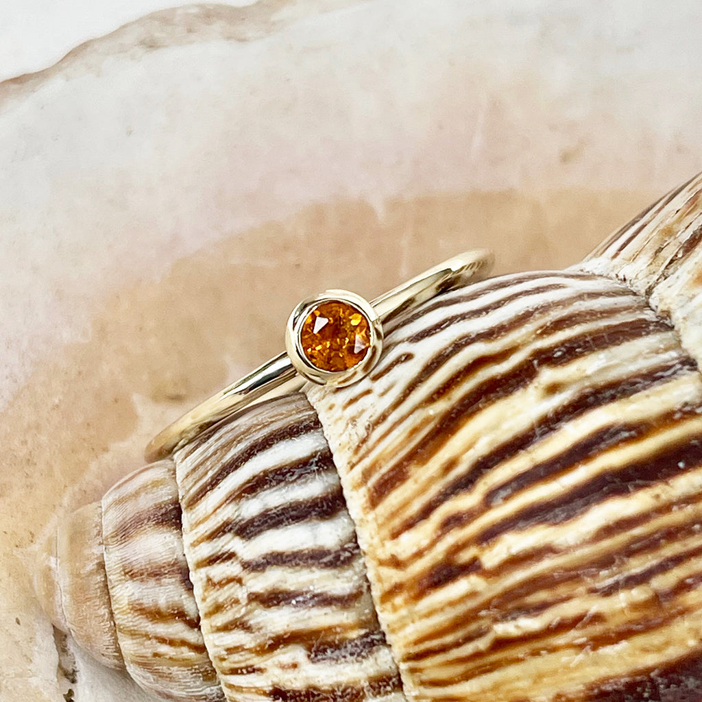 Yellow Gold Bezel Set Citrine Stacking Ring