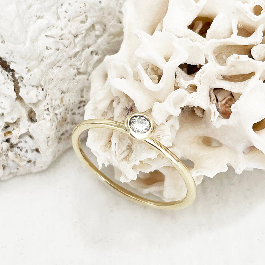 Yellow Gold Bezel Set Diamond Stacking Ring