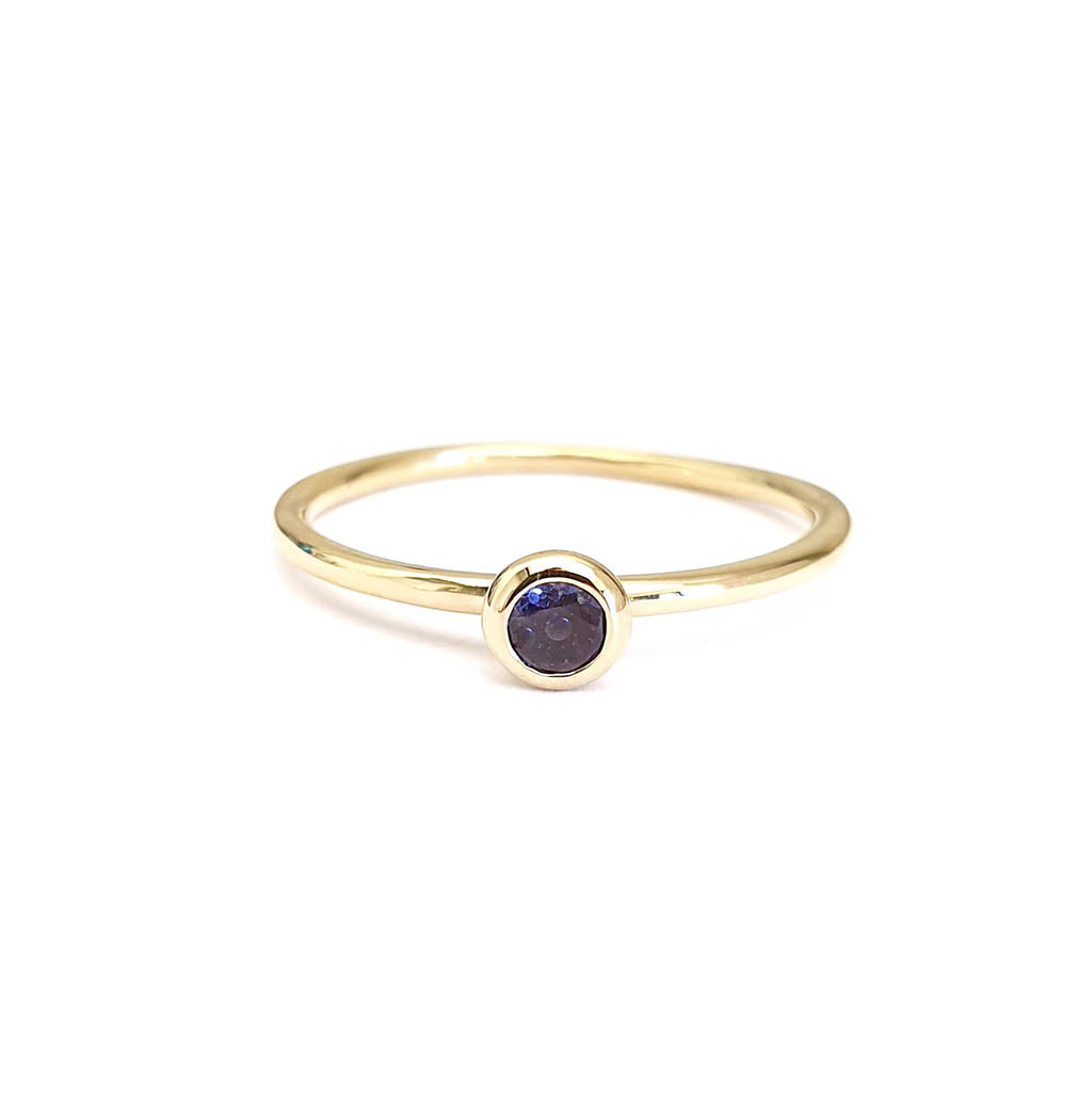 Yellow Gold Bezel Set Tanzanite Stacking Ring