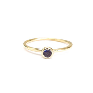 Yellow Gold Bezel Set Tanzanite Stacking Ring