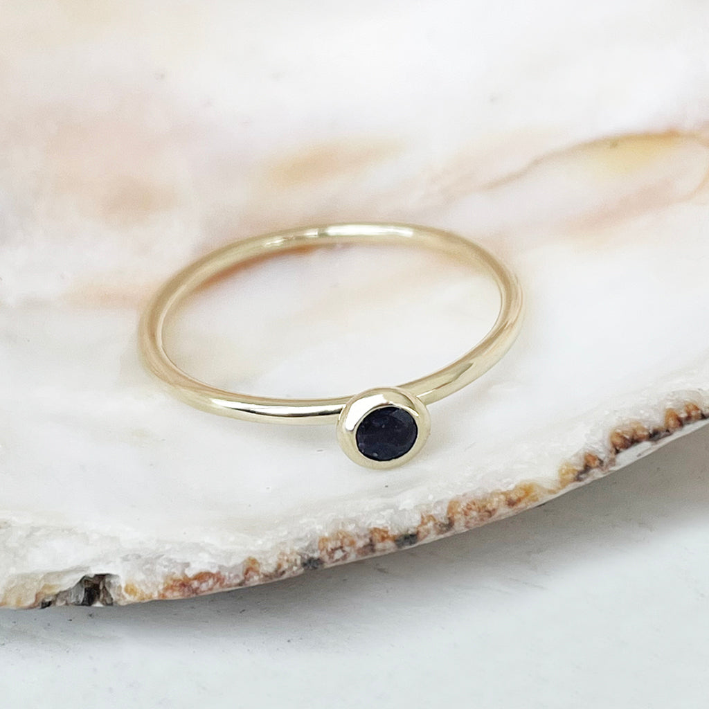 Yellow Gold Bezel Set Tanzanite Stacking Ring