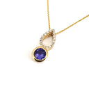 Yellow Gold Diamond Pave droplet and Tanzanite Pendant
